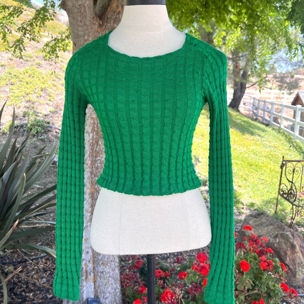 60's Missoni Emerald Green Crop Sweater - Size Small
